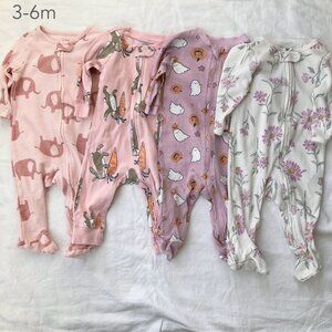 💙2/$25 Carter's 6-9 Months Baby Zipper Sleepers George Pink Girls Floral